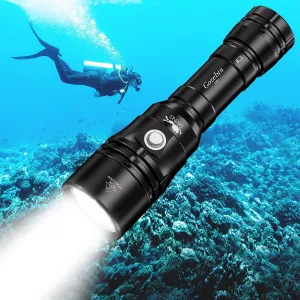 Diving Flashlight, D20 3200 Lumen Scuba Dive Light, Rechargeable Diving Lights Underwater Waterproof Flashlight with Hidden USB C Charging Port for Under Water Deep Sea Cave