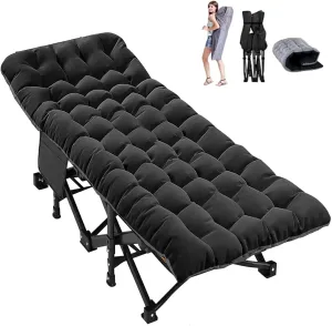 DoCred Oversized XXL Folding Camping Cot with Mattress, Heavy Duty Sleeping Cot Bed Portable Adults Outdoor Bed with Carry Bag, Travel Camp Cots