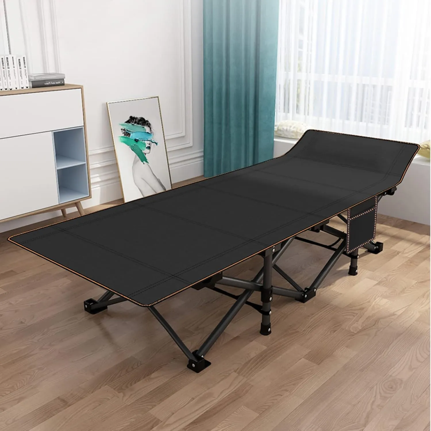DoCred Oversized XXL Folding Camping Cot with Mattress, Heavy Duty Sleeping Cot Bed Portable Adults Outdoor Bed with Carry Bag, Travel Camp Cots