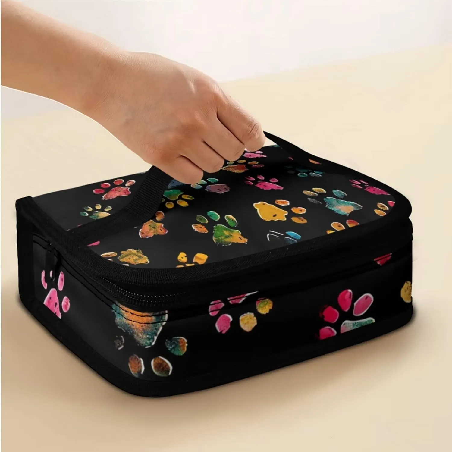 Dog Paw Print School Backpack for Girls 8-10 Kids Backpack Set for Girl Lagre Rucksack with Foldable Reusable Lunch Bag Small Pen Case for Secondary Schools