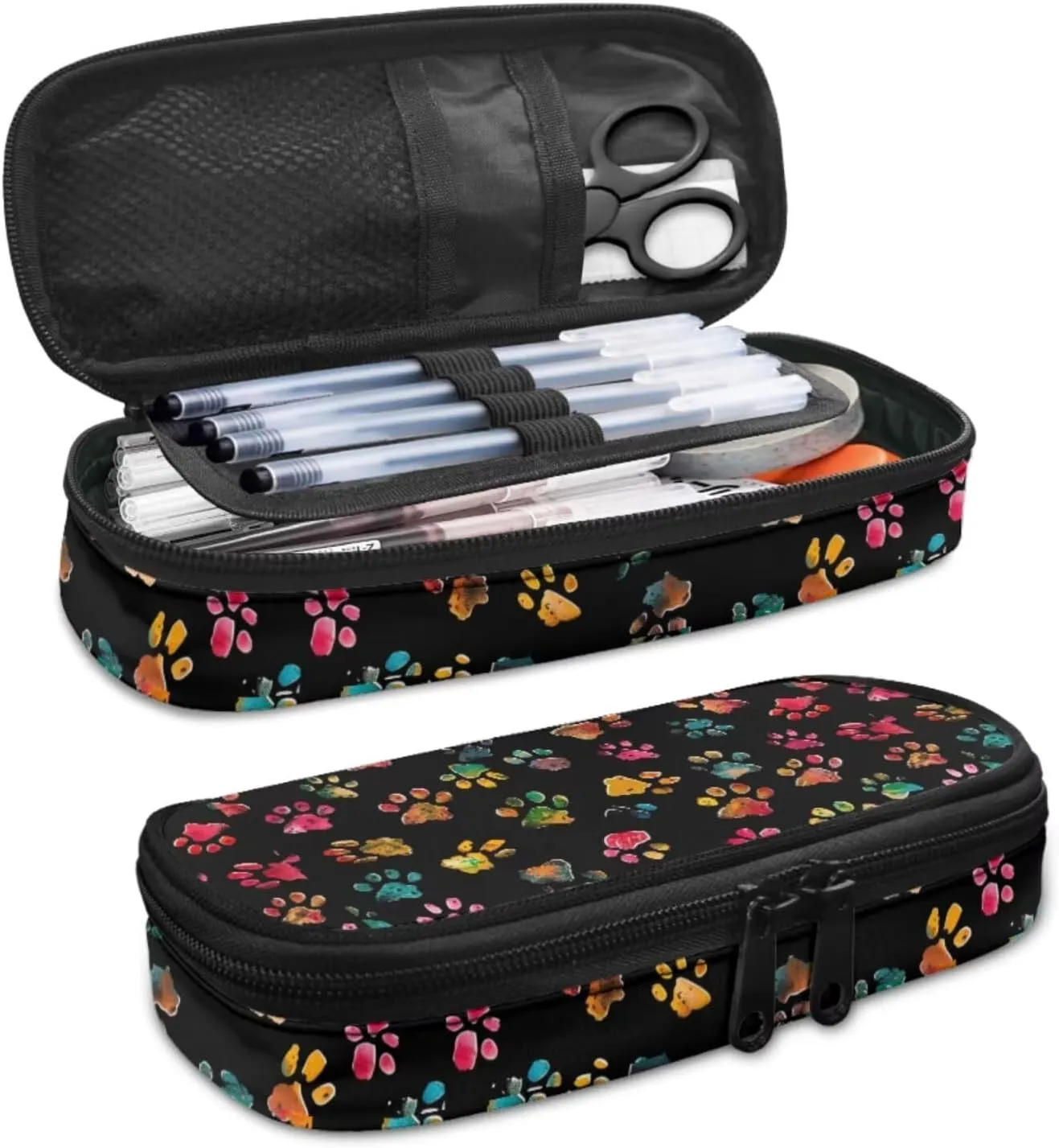 Dog Paw Print School Backpack for Girls 8-10 Kids Backpack Set for Girl Lagre Rucksack with Foldable Reusable Lunch Bag Small Pen Case for Secondary Schools