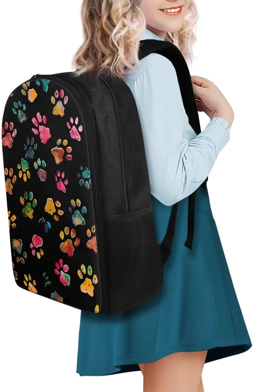 Dog Paw Print School Backpack for Girls 8-10 Kids Backpack Set for Girl Lagre Rucksack with Foldable Reusable Lunch Bag Small Pen Case for Secondary Schools