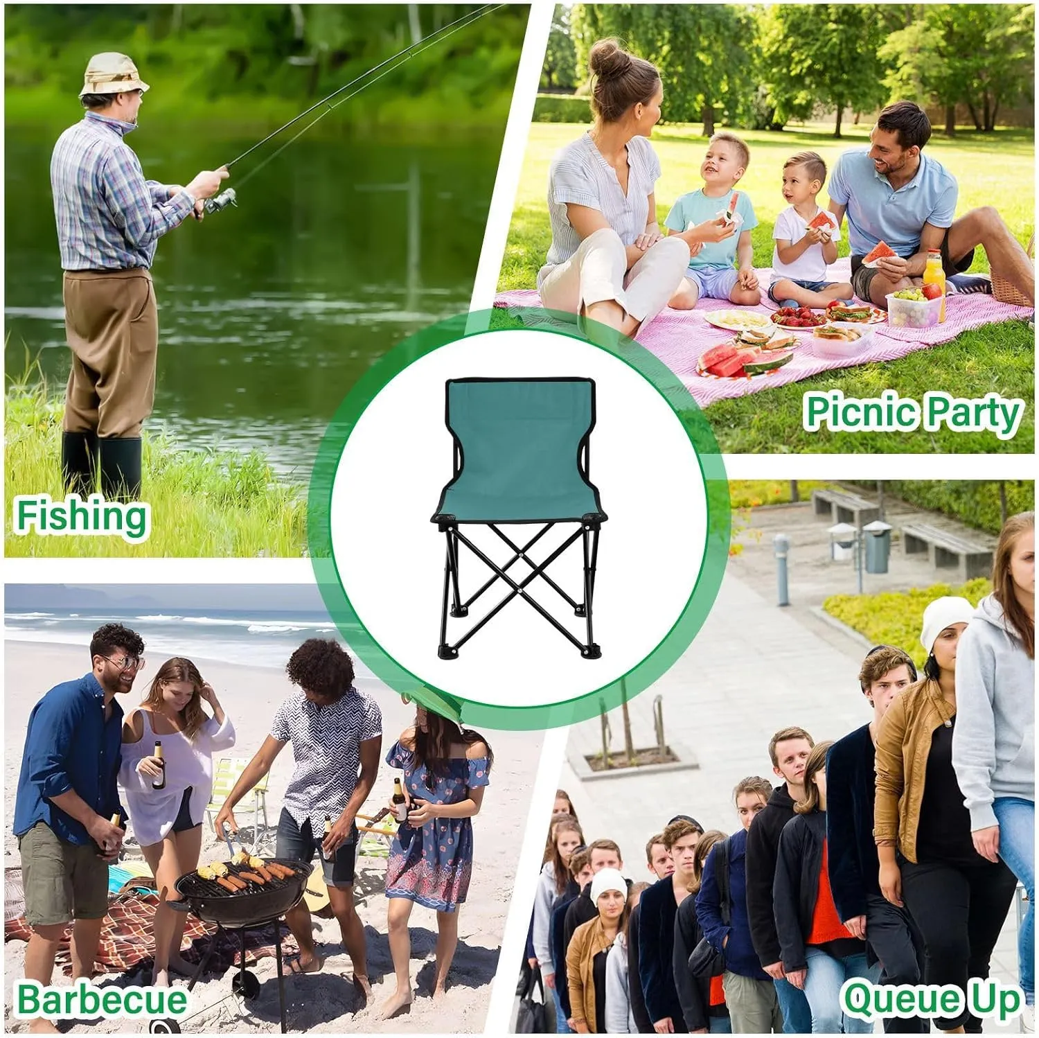 DOMIKING Dark Teal Kids' Portable Camping Chairs for Outdoor Fishing Chairs with Carry Bag Folding Chair for Camping Hiking Travel