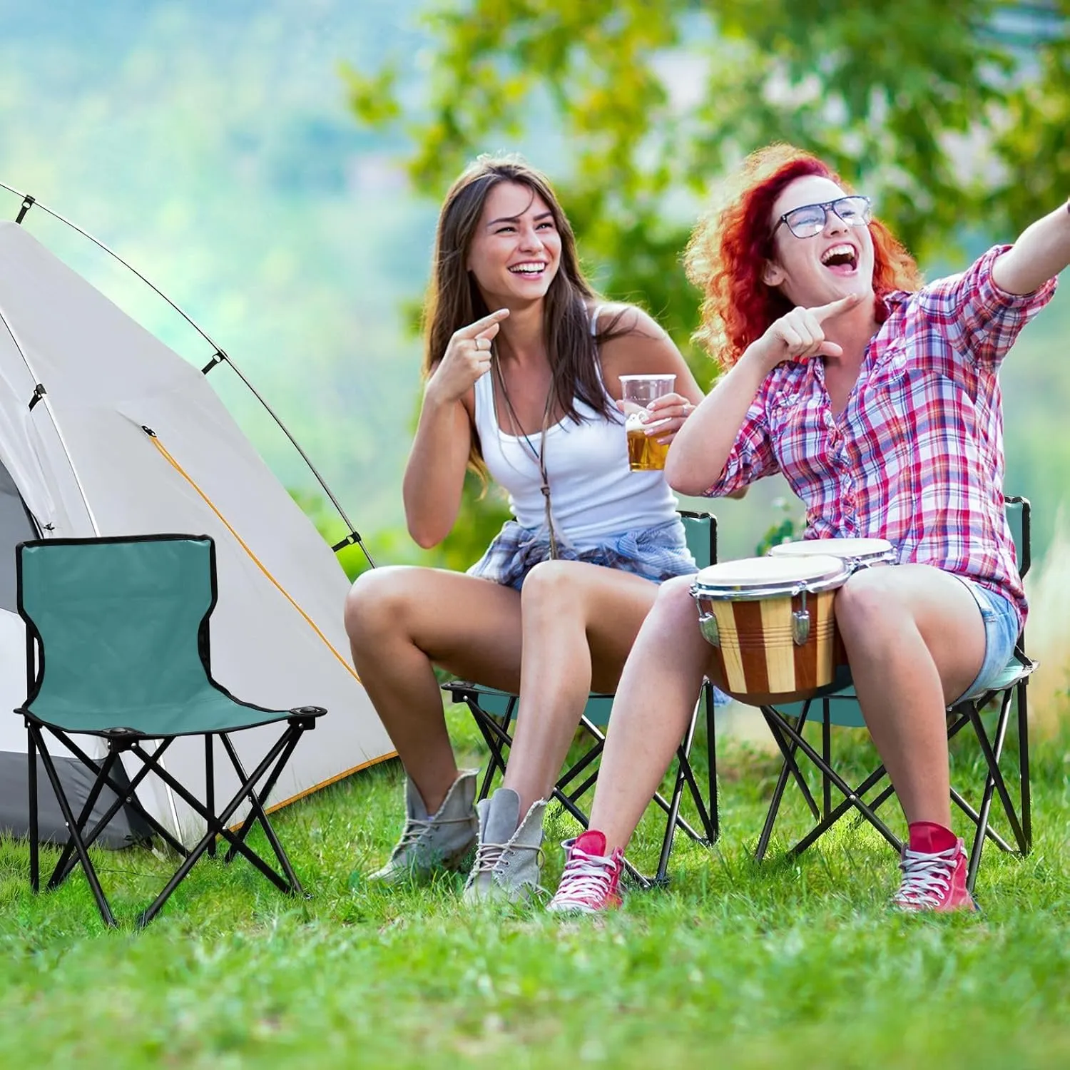 DOMIKING Dark Teal Kids' Portable Camping Chairs for Outdoor Fishing Chairs with Carry Bag Folding Chair for Camping Hiking Travel