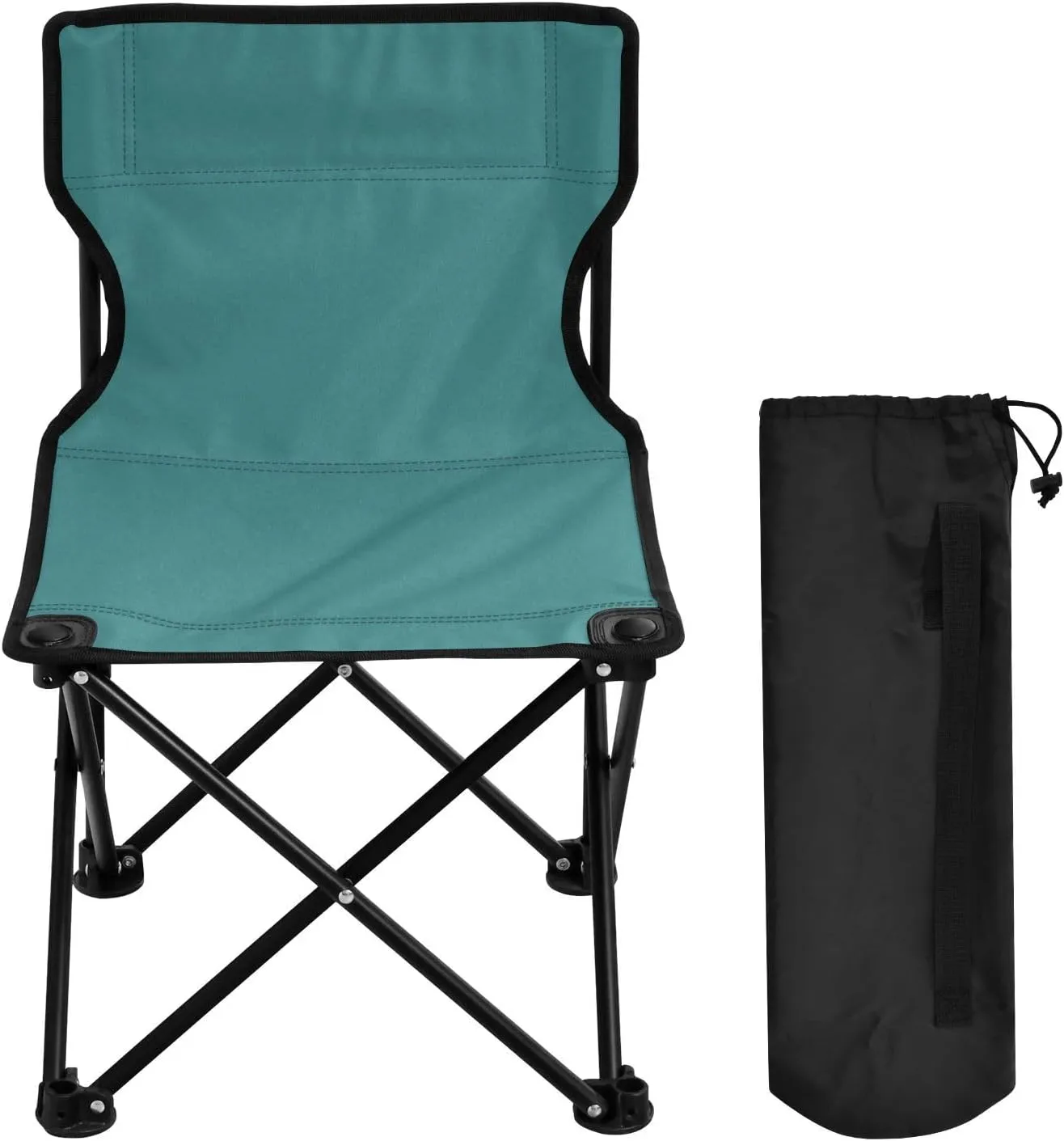 DOMIKING Dark Teal Kids' Portable Camping Chairs for Outdoor Fishing Chairs with Carry Bag Folding Chair for Camping Hiking Travel