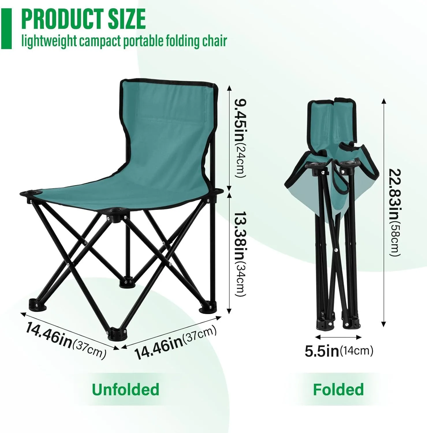 DOMIKING Dark Teal Kids' Portable Camping Chairs for Outdoor Fishing Chairs with Carry Bag Folding Chair for Camping Hiking Travel