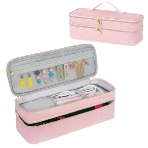Double-Layer Travel Carrying Case Compatible with Revlon One-Step Hair Dryer Brush/Volumizer Original 1.0,Plus 2.0/Styler,Portable Storage Bag Fits for Revlon,Hot Tools and Attachments,Pink(Bag Only)