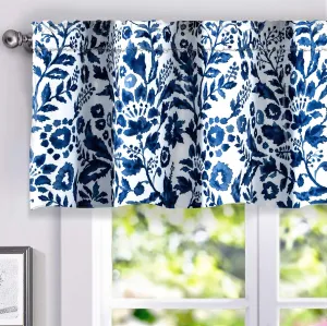 DriftAway Julia Lined Valance Double Layer Thermal Insulated Room Darkening Blackout Valances 3 Inch Rod Pocket Window Valance for Bathroom Living Room 52 Inch by 18 Inch Navy