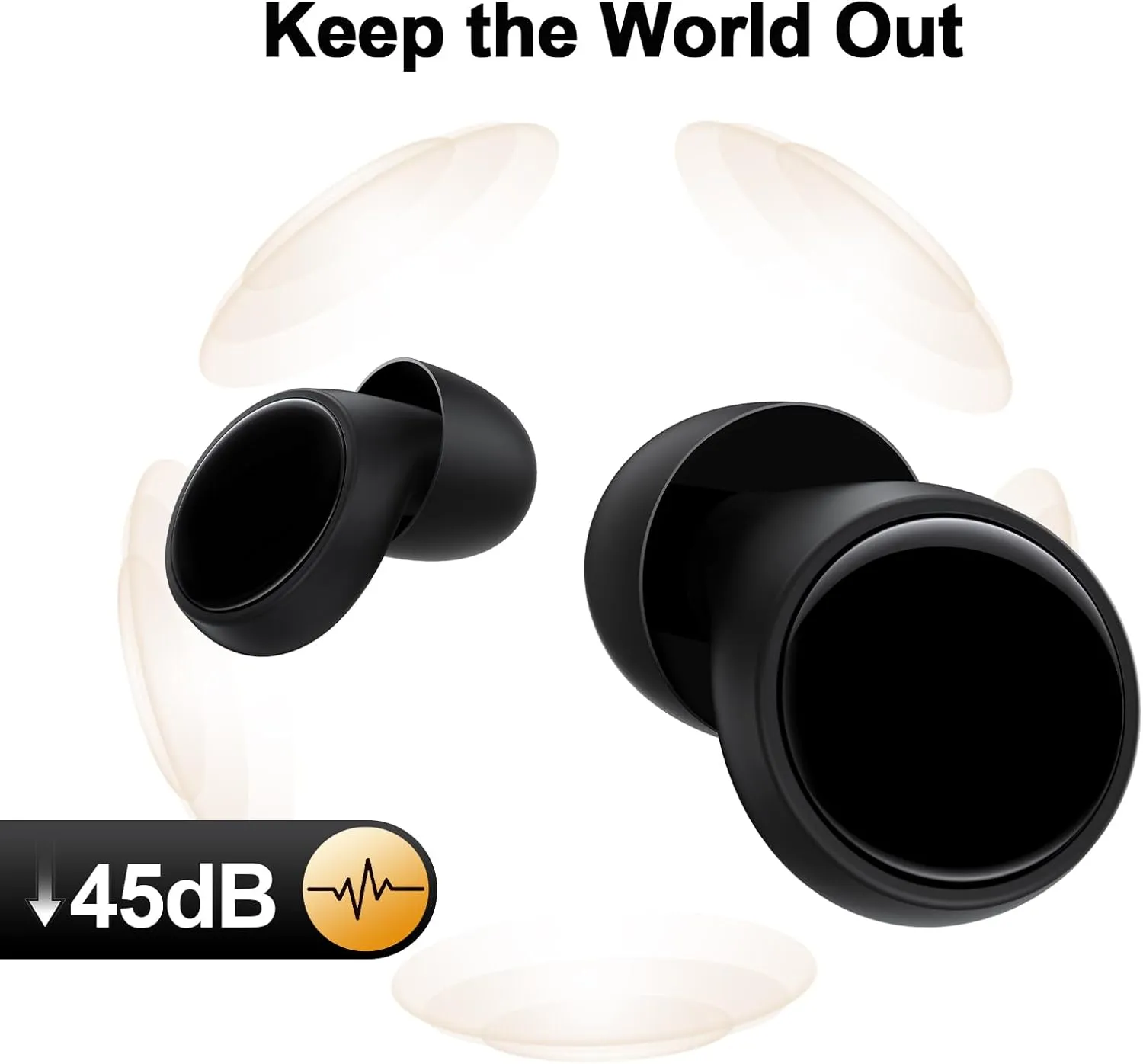 Ear Plugs for Sleeping Noise Cancelling, 45dB Noise Reduction Earplugs for Sleep, Concert, Snoring, Focus, Work Silicone Hearing Protection Earplugs with 8 Tips (XS-L) Reusable Soft Earplug Black