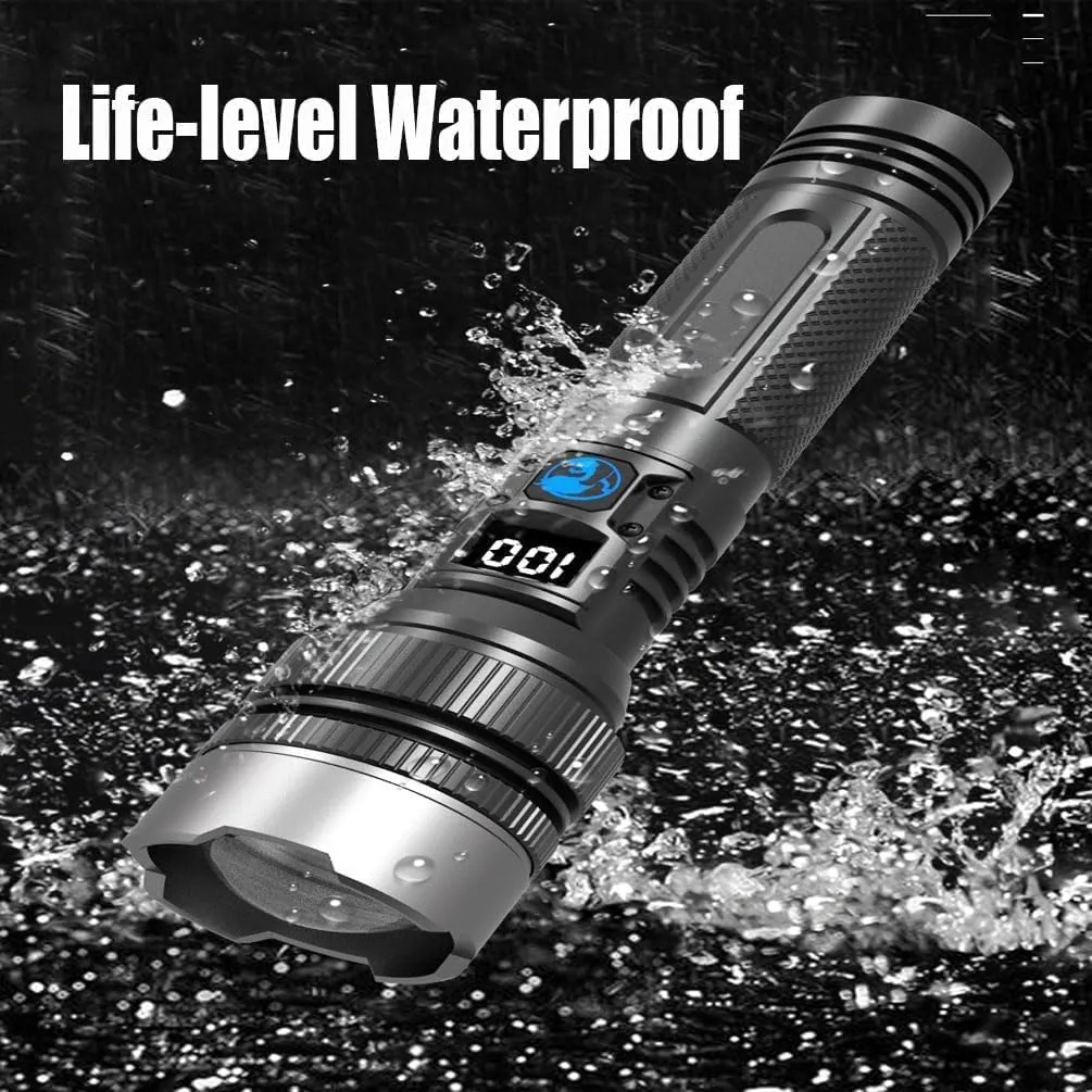 Easiotward Flashlight, Easiotward 2025 The Ultimate Survival Flashlight, USB Rechargeable Waterproof Handheld Flashlights High Lumens, 5 Modes Torch with LED Digital Display (2pcs)