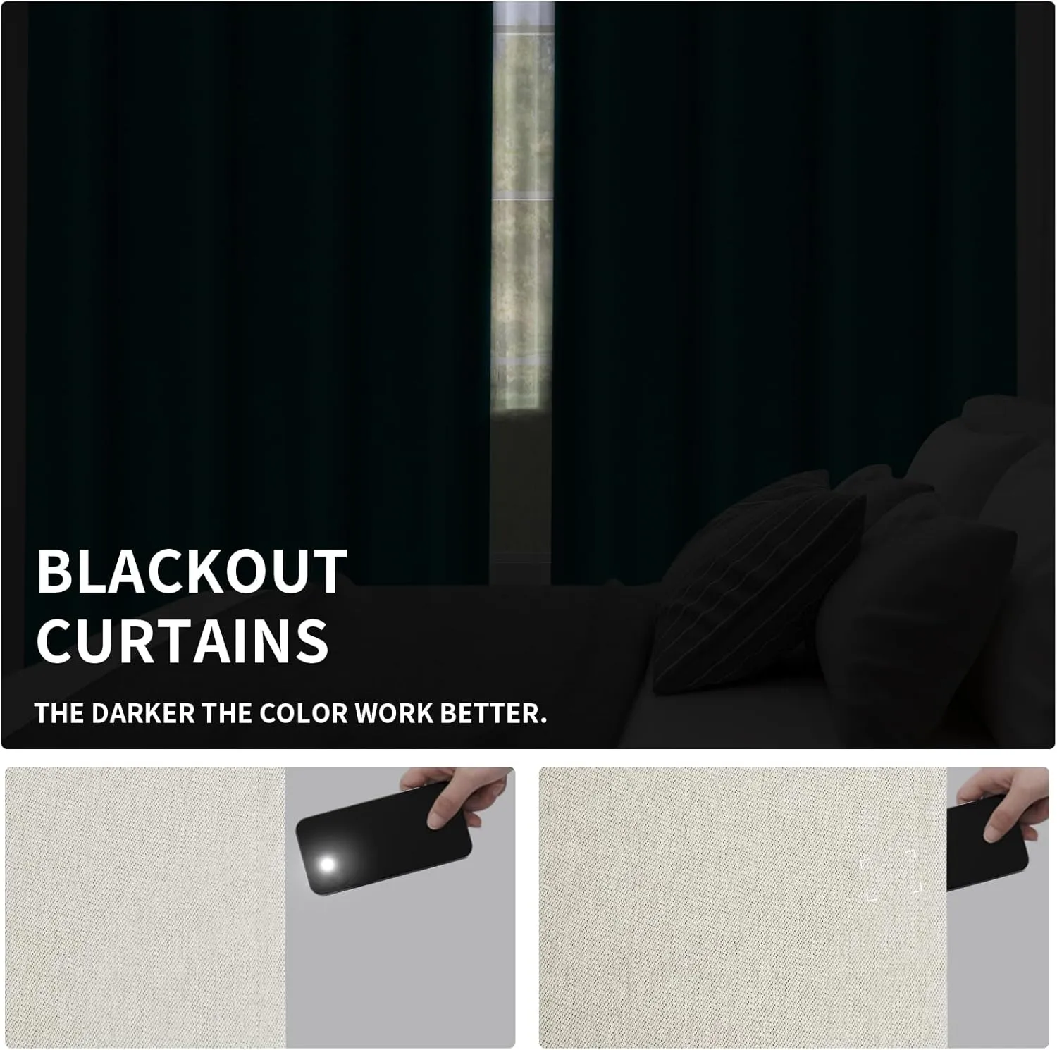 Easy-Going Linen Look Blackout Curtain 84 Inch Length Grommet Window Curtain Drapes for Bedroom, Living Room Thermal Insulated Room Darkening (Set of 2 Panels, Natural)