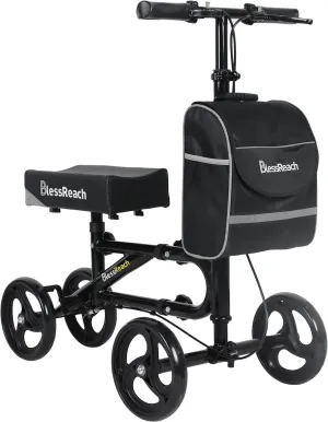 Economy Knee Scooter Steerable Knee Walker for Foot Injuries Compact Crutch Alternative with Dual Braking System (Black)