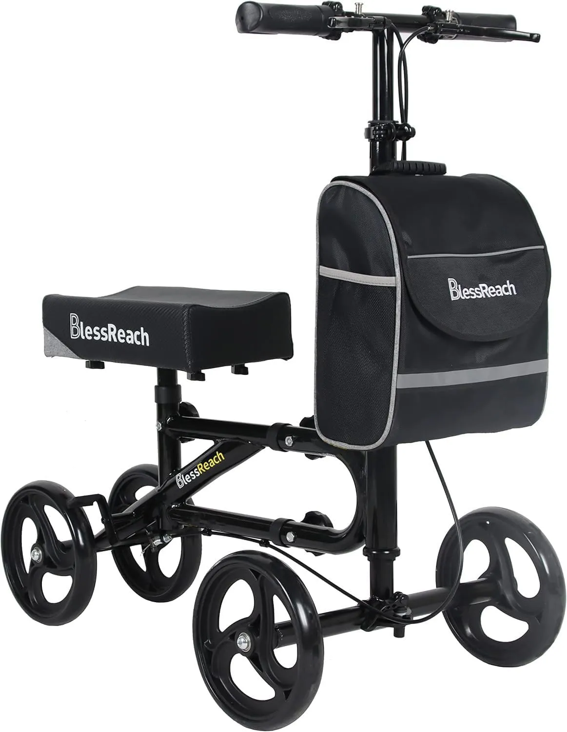 Economy Knee Scooter Steerable Knee Walker for Foot Injuries Compact Crutch Alternative with Dual Braking System (Black)