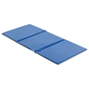 ECR4Kids Everyday Folding Rest Mat, 3-Section, 1in, Classroom Furniture, Blue/Grey