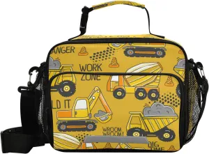 Eionryn Dig Time Truck Lunch Bags Lunch Box Insulated Cooler Bag Reusable Tote Shoulder Bag for Outdoor Picnic Meal Office