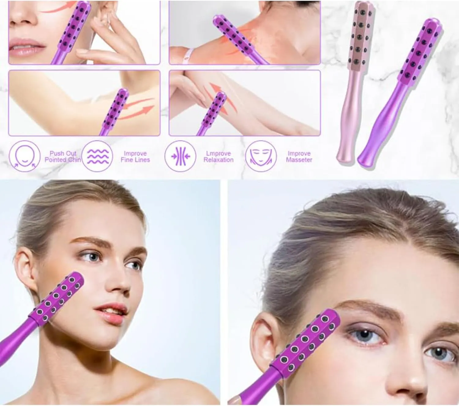 Elarique Face Roller, Elarique Sculptor Roller, Lets Neck Serum Rollers, Uplift Facial Massaging Beauty Tool, Portable with Ergonomic Handle (C#3)