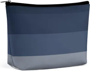 Elegant Makeup Bag, Modern Navy Blue Ombre Gray Classic Cosmetic Bag Large Capacity Pouch Portable Organizer for Men & Women
