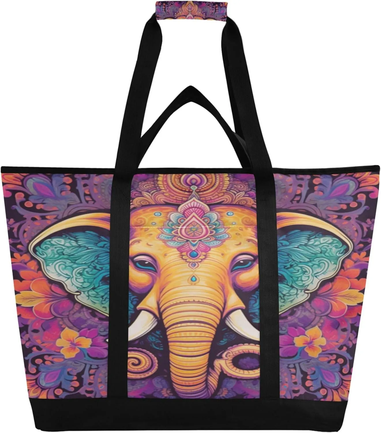 Elephant Reusable Insulated Cooler Bag with Ice Pack Compartment - Large 47L Waterproof Thermal Grocery Tote for Picnic Beach Camping Lunch Storage