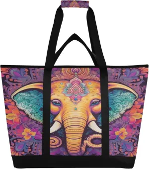 Elephant Reusable Insulated Cooler Bag with Ice Pack Compartment - Large 47L Waterproof Thermal Grocery Tote for Picnic Beach Camping Lunch Storage