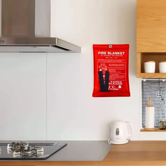 Emergency Fire Blanket for Home Kitchen Fiberglass Fire Suppression Blanket Great for School,Office,Camping,Grill,Car,Warehouse,Emergency Surival Safety (2 Pack,39 in X 39 in)