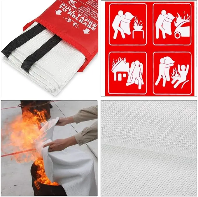Emergency Fire Blanket for Home Kitchen Fiberglass Fire Suppression Blanket Great for School,Office,Camping,Grill,Car,Warehouse,Emergency Surival Safety (2 Pack,39 in X 39 in)