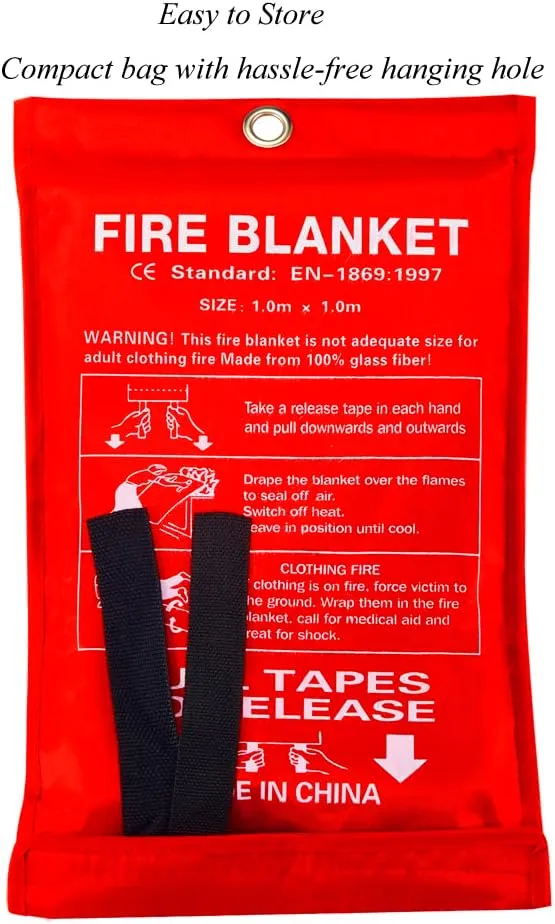 Emergency Fire Blanket for Home Kitchen Fiberglass Fire Suppression Blanket Great for School,Office,Camping,Grill,Car,Warehouse,Emergency Surival Safety (2 Pack,39 in X 39 in)