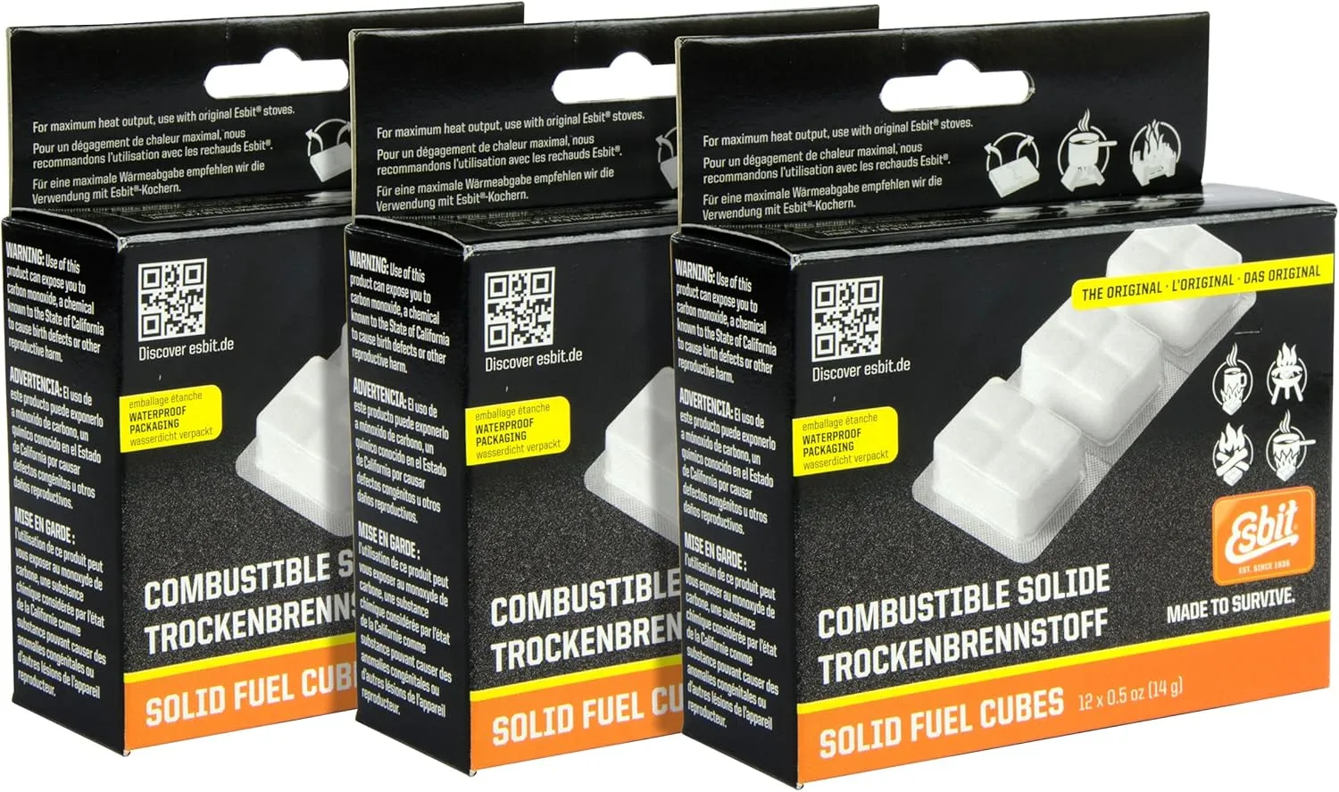 Esbit 1300-Degree Smokeless Solid 14g Fuel Tablets for Backpacking, Camping, and Emergency Prep