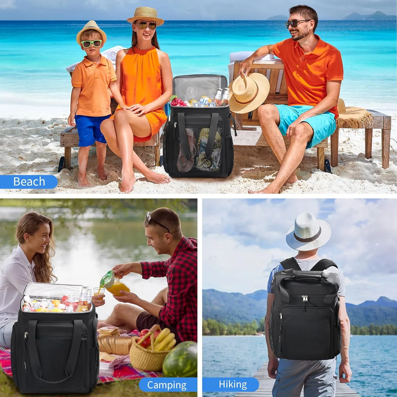 Estarer Beach Cooler Backpack Large, 42 Can Insulated Beach Backpack for Men & Women, Soft Leakproof Cooler Bag for Beach/Camping/Hiking/Picnic/Tavel/Outdoor