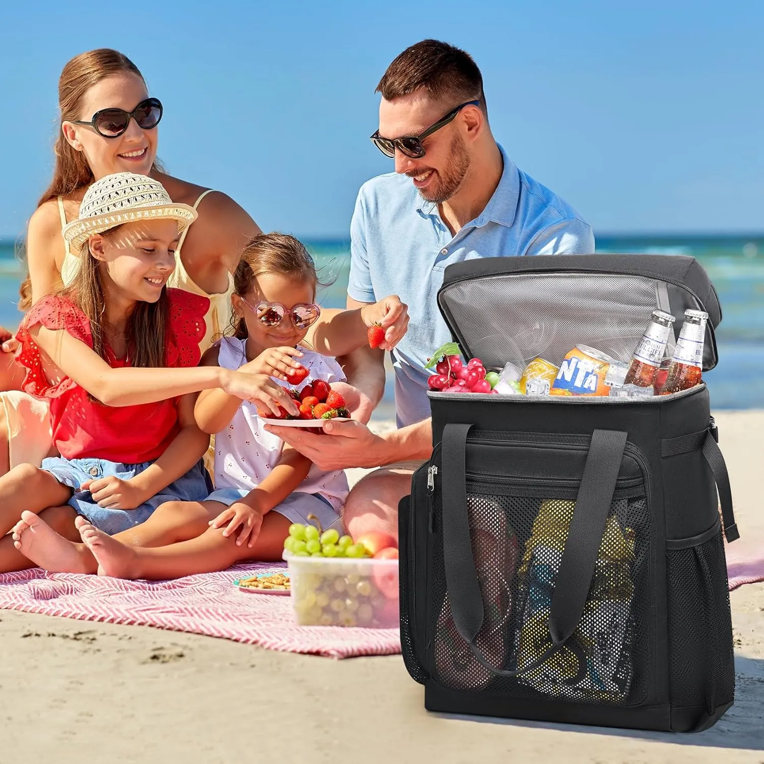 Estarer Beach Cooler Backpack Large, 42 Can Insulated Beach Backpack for Men & Women, Soft Leakproof Cooler Bag for Beach/Camping/Hiking/Picnic/Tavel/Outdoor