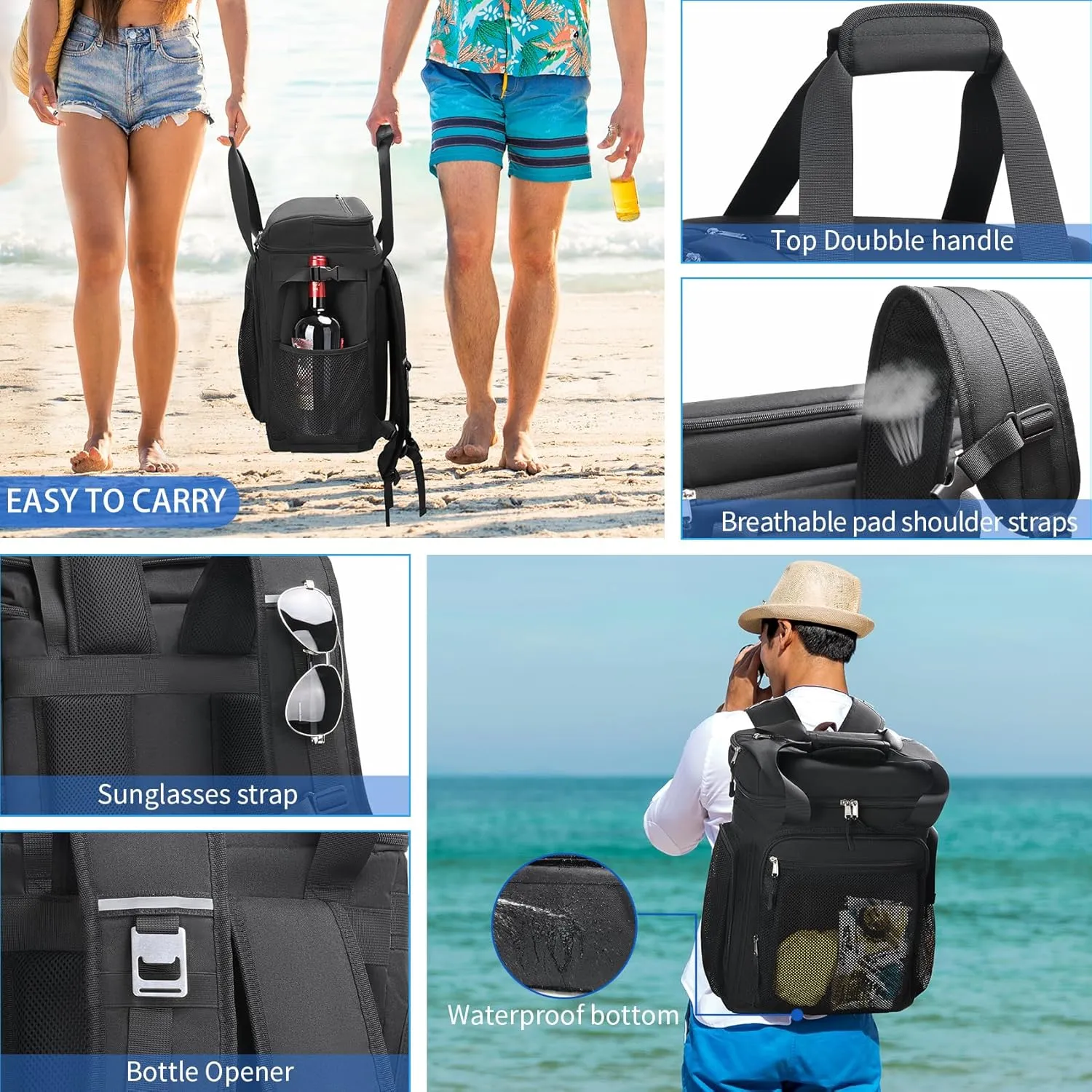 Estarer Beach Cooler Backpack Large, 42 Can Insulated Beach Backpack for Men & Women, Soft Leakproof Cooler Bag for Beach/Camping/Hiking/Picnic/Tavel/Outdoor