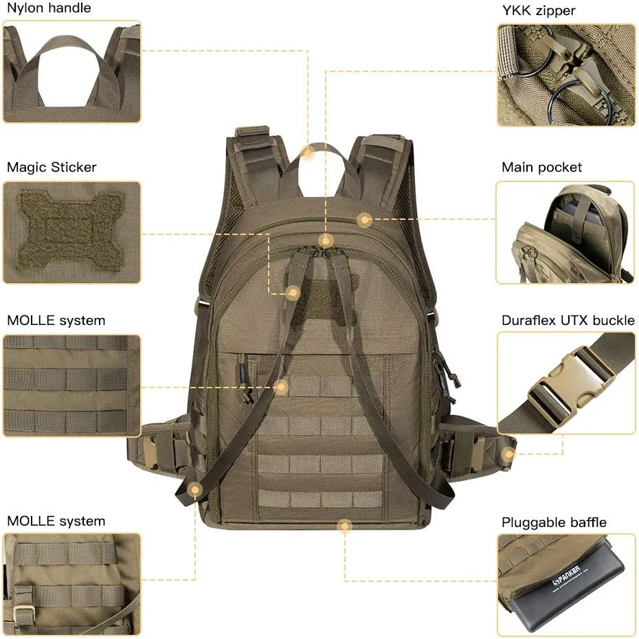 EXCELLENT ELITE SPANKER Military Tactical Backpack Detachable Backpack Quickly Turns into Outdoor Vest(Ranger Green)