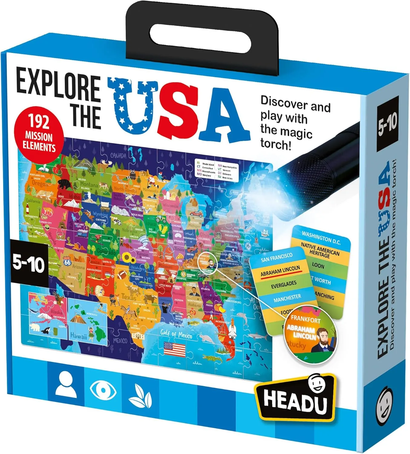 Explore The USA – Kids Learning Toys Ages 5-10, Educational Toys for 5 6 7 8 9 10 Years Old Boys Girls, United States Puzzle, US Maps for Kids, Map of USA, Educational USA Puzzle, Teaching Games