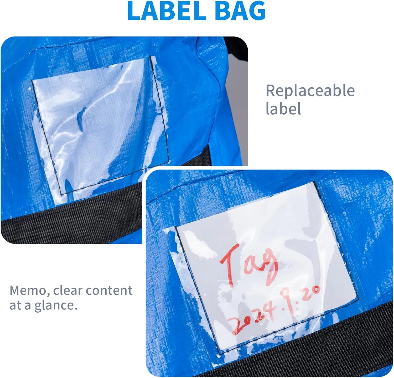 Extra Large Storage Duffle Bag Huge Moving Bags for College Dorms Moving Clothes Blankets Christmas Tree, Bedding (Blue 2 Pack)