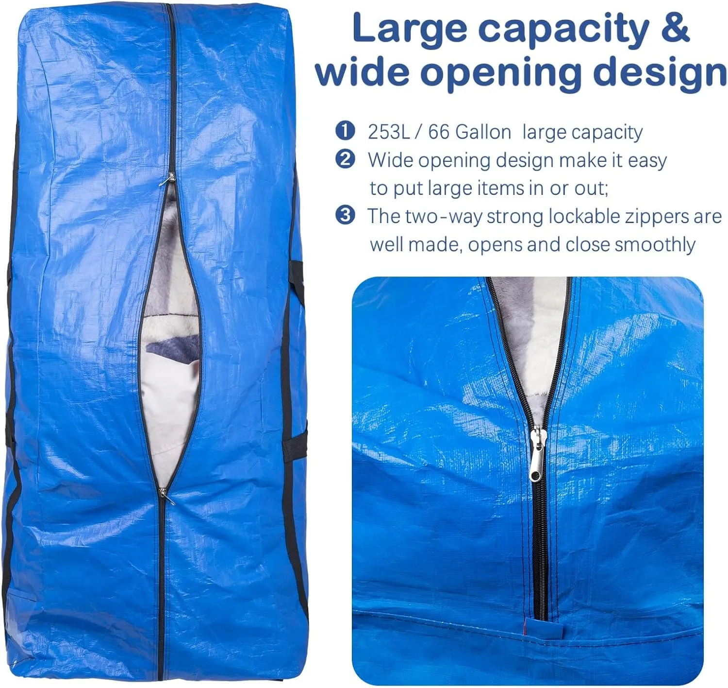 Extra Large Storage Duffle Bag Huge Moving Bags for College Dorms Moving Clothes Blankets Christmas Tree, Bedding (Blue 2 Pack)