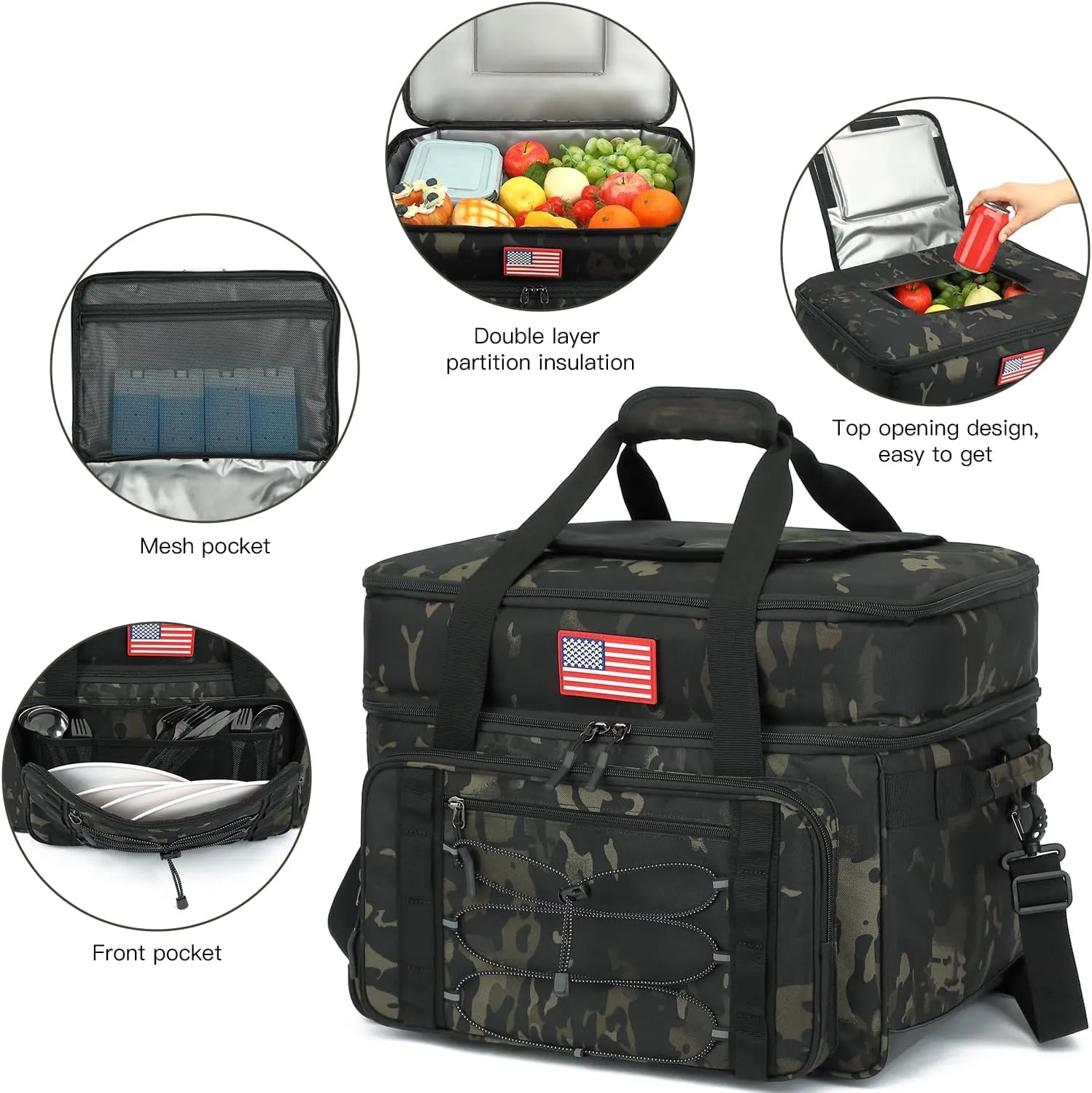 Extra Large Wheeled Portable Cooler Bag 85 Cans Double Deck Heavy Duty Rolling Insulated Cooler with All-Terrain Wheels Leakproof Tactical Soft Sided Cooler for Beach Camping Picnic Travel