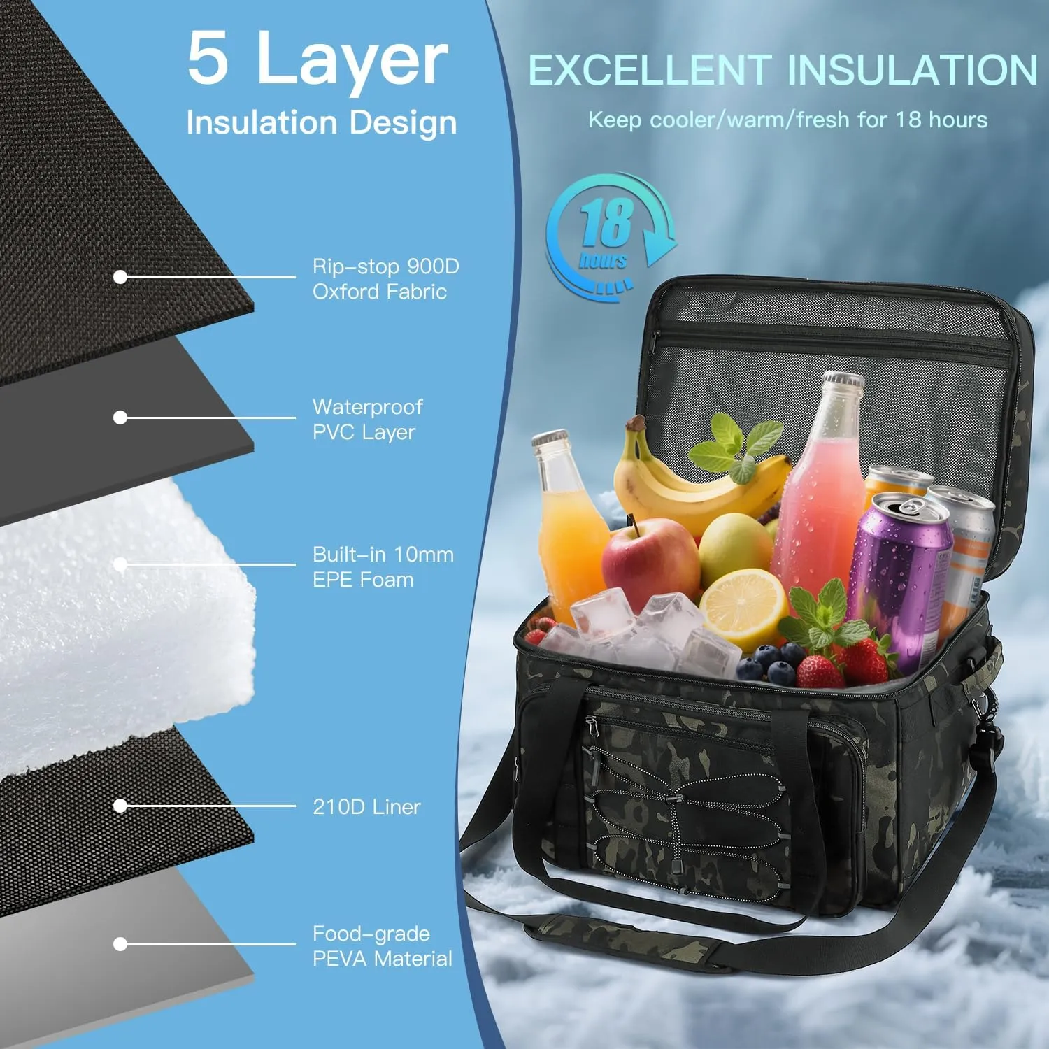 Extra Large Wheeled Portable Cooler Bag 85 Cans Double Deck Heavy Duty Rolling Insulated Cooler with All-Terrain Wheels Leakproof Tactical Soft Sided Cooler for Beach Camping Picnic Travel