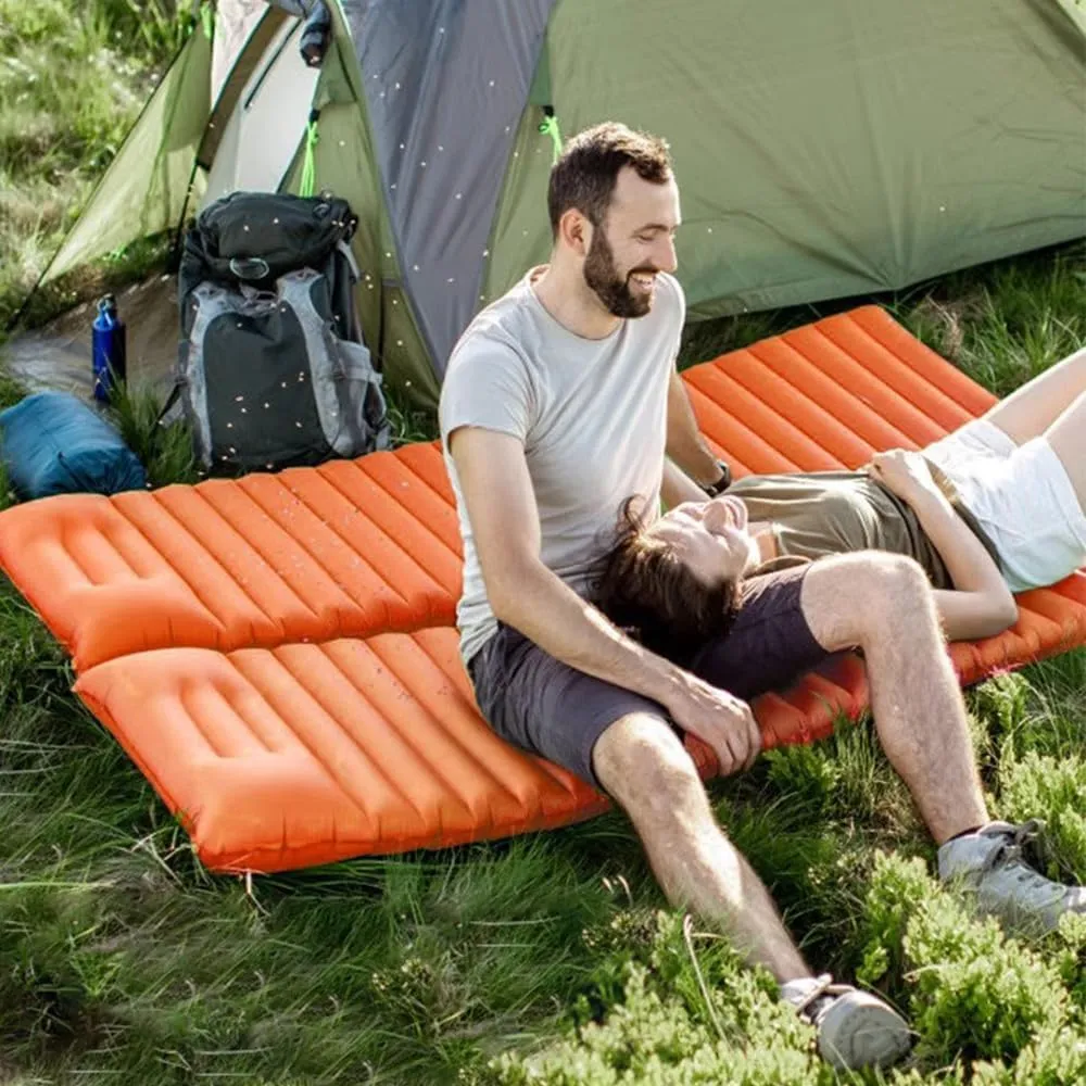 Extra Thickness Inflatable Sleeping Pad with Built-in Pump, Most Comfortable Camping Mattress for Backpacking, Car Traveling and Hiking, Compact and Lightweight Ultralight (Black)