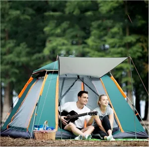 Family Camping Tent, Tents with Top Rainfly Camping Tents & Shelters, Portable and Durable Outdoor Tent, Good for Family Trip, Hiking, Picnic and Party (Color : Green)