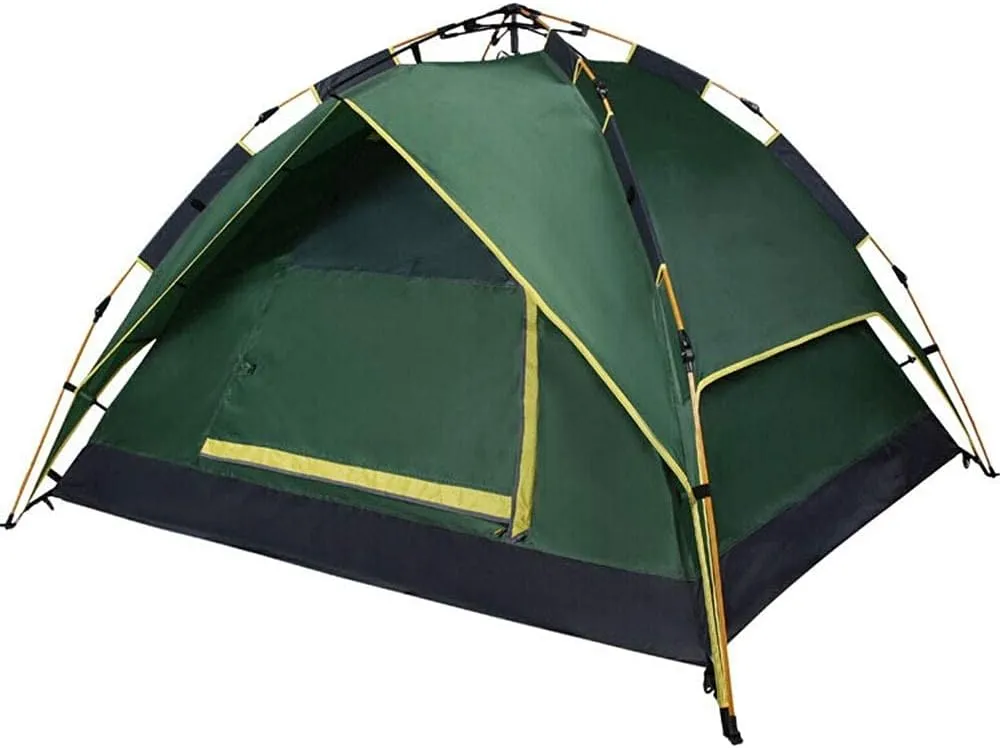 Family Tent Camping Tent Instant Pop Up Tent Waterproof Sun Shelter 3-4 Person Double Door Outdoor Tent, Metal, 220X190X120CM