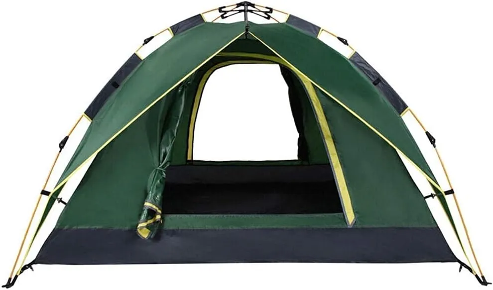 Family Tent Camping Tent Instant Pop Up Tent Waterproof Sun Shelter 3-4 Person Double Door Outdoor Tent, Metal, 220X190X120CM