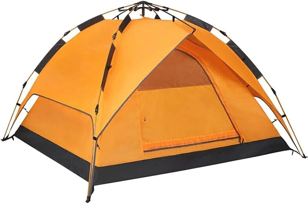Family Tent Camping Tent Instant Pop Up Tent Waterproof Sun Shelter 3-4 Person Double Door Outdoor Tent, Metal, 220X190X120CM