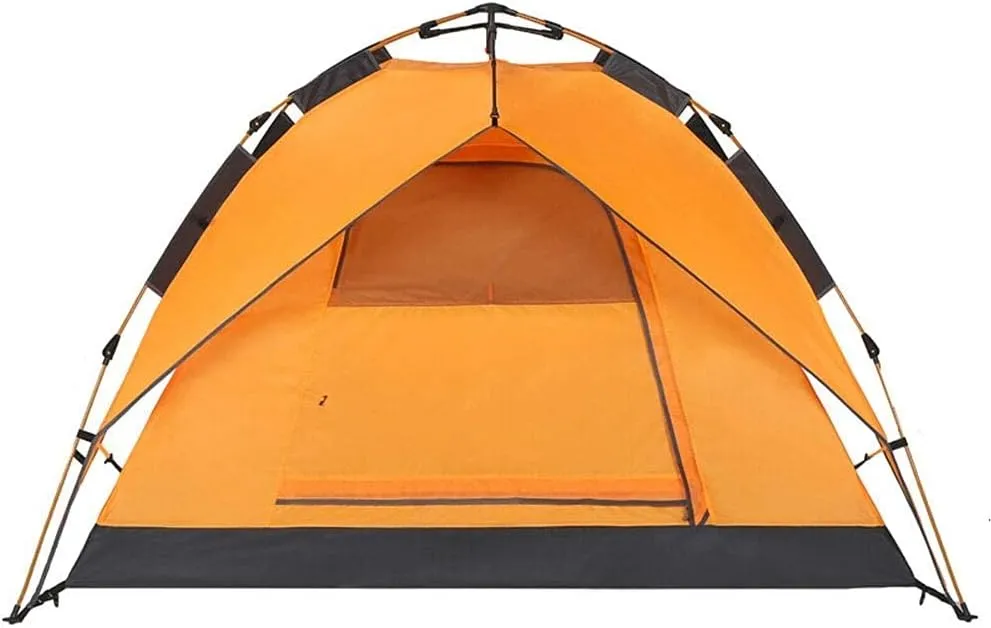 Family Tent Camping Tent Instant Pop Up Tent Waterproof Sun Shelter 3-4 Person Double Door Outdoor Tent, Metal, 220X190X120CM
