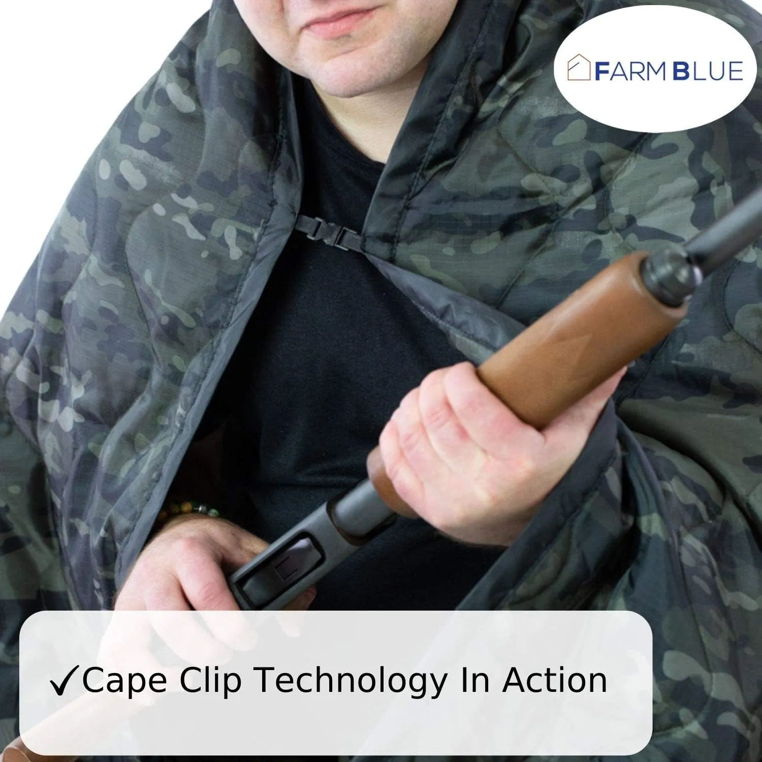 Farm Blue Black Camo Camping Military Blanket Tactical Woobie Blanket Poncho Liner - Lightweight, Multifunctional, All Weather Blankets - Camping Gear, Backpacking and Other Outdoor Activities