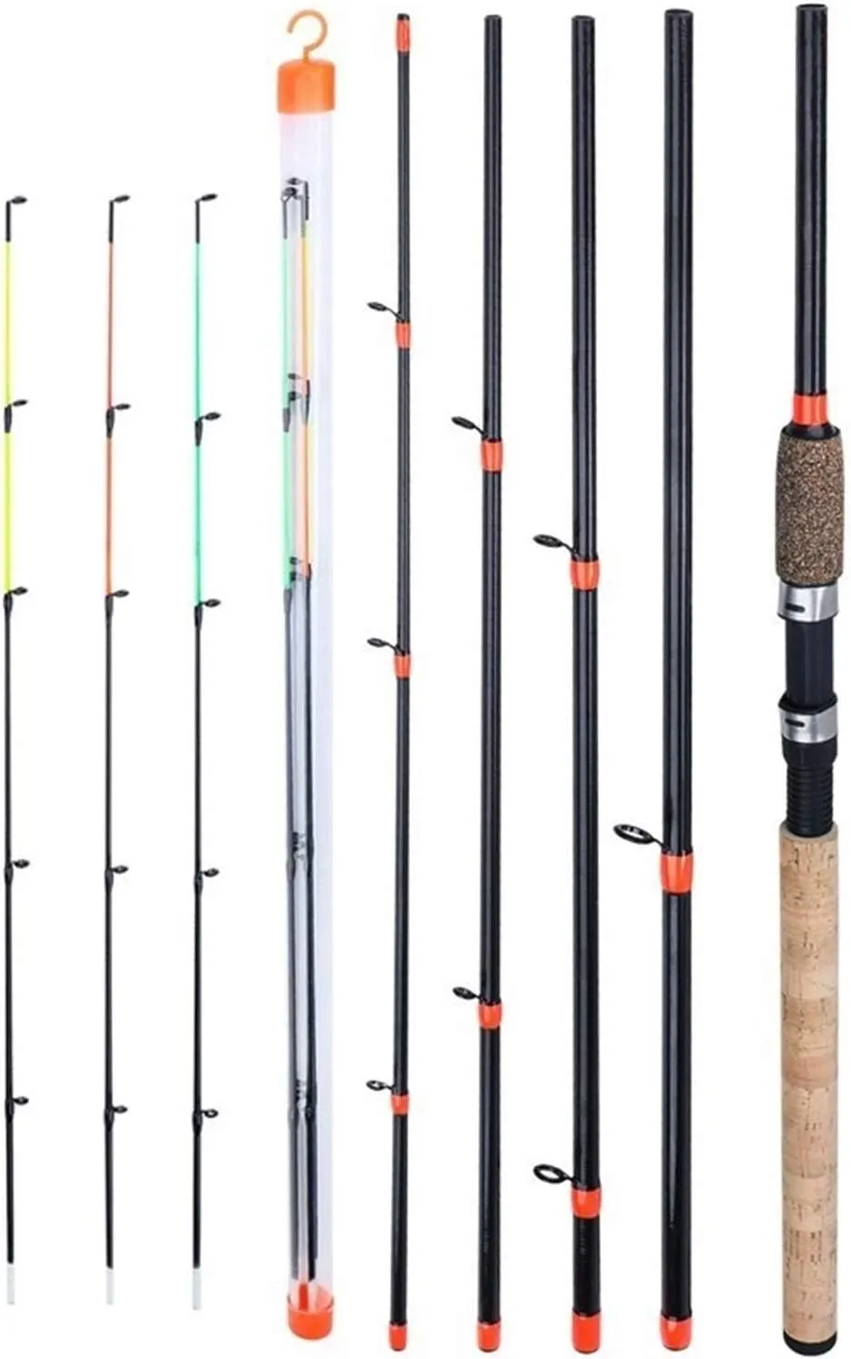 Feeder Fishing Rod Lengthened Handle 6 Sections Fishing Rod L M H Power Carbon Fiber Travel Rod Fishing Tackle DaJiKan (Color : Burgundy)