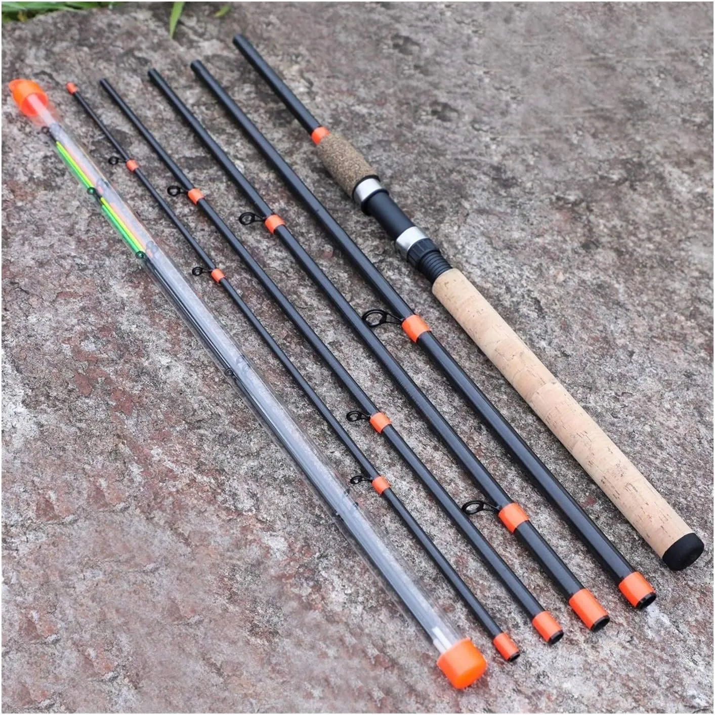 Feeder Fishing Rod Lengthened Handle 6 Sections Fishing Rod L M H Power Carbon Fiber Travel Rod Fishing Tackle DaJiKan (Color : Burgundy)
