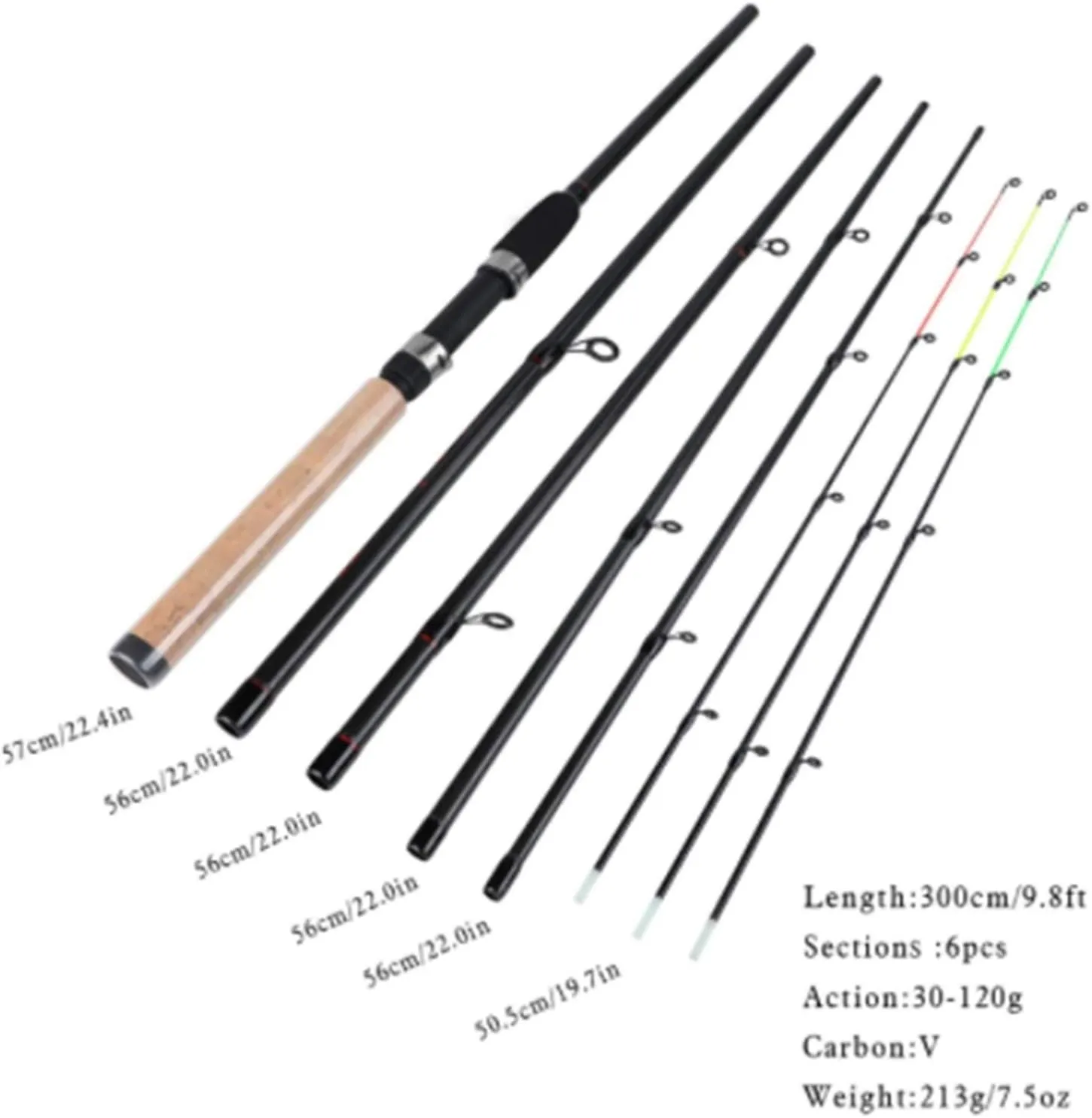 Feeder Fishing Rod Lengthened Handle 6 Sections Fishing Rod L M H Power Carbon Fiber Travel Rod Fishing Tackle DaJiKan (Color : Burgundy)