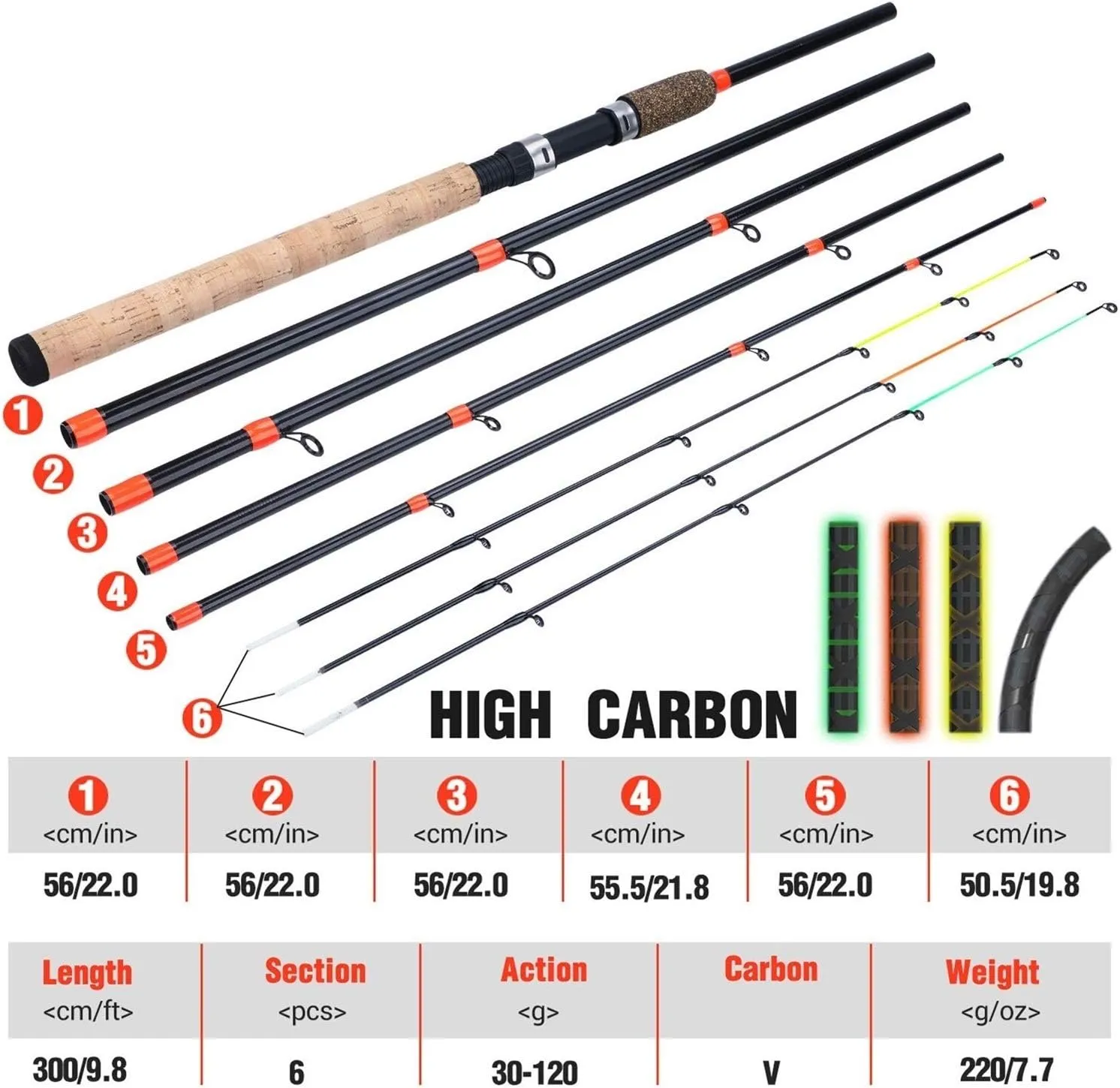 Feeder Fishing Rod Lengthened Handle 6 Sections Fishing Rod L M H Power Carbon Fiber Travel Rod Fishing Tackle DaJiKan (Color : Burgundy)