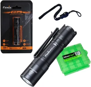 Fenix E12 V3 200 Lumen Compact LED AA Battery EDC Flashlight with EdisonBright AA Battery Carrying case