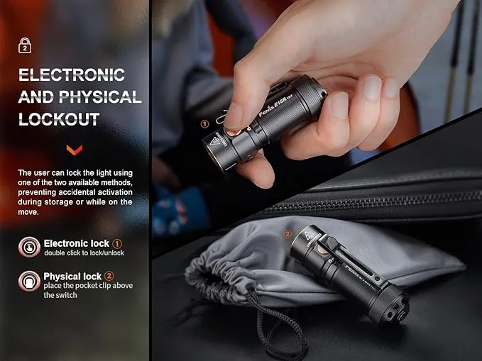 Fenix E18R V2.0 1200 Lumens EDC USB-C Rechargeable Flashlight with 2X ARB-L16 and a Lumentac Organizer