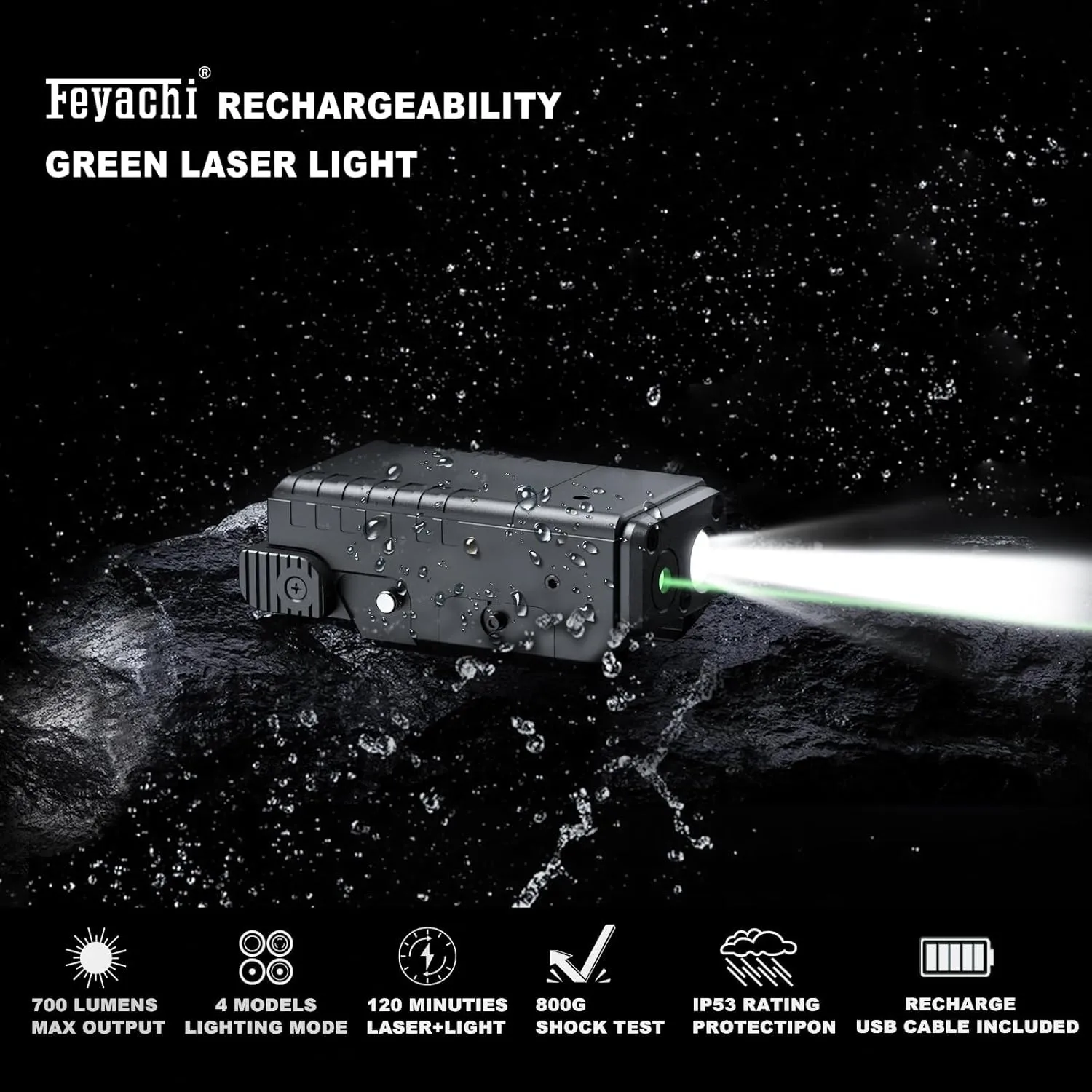 Feyachi FL-74 700Lum Green Laser Light Combo Pistol Light Gun Laser Compact Pistol Flashlight and Tactical Flashlight for Shotgun, Pistol and Rifle with Picatinny Rail